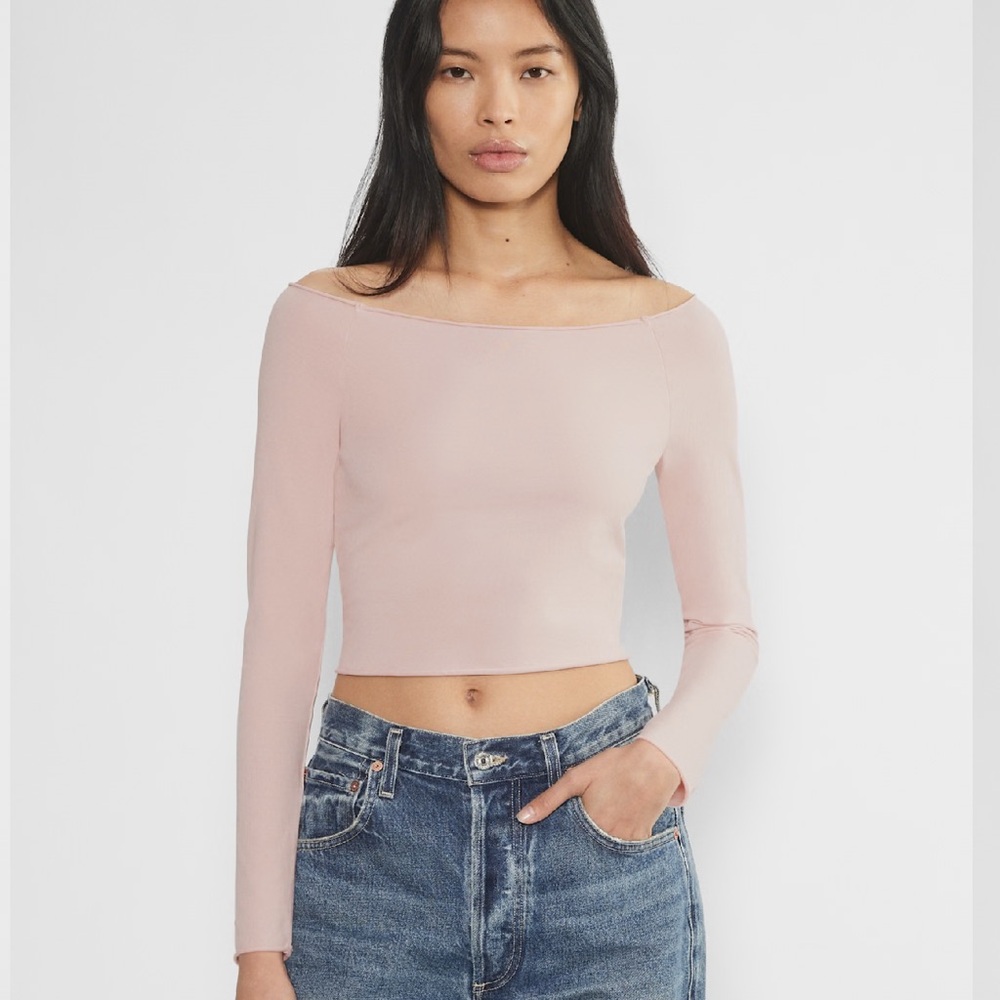 NWT Aritzia TNA SoChill Franz off shoulder top - white